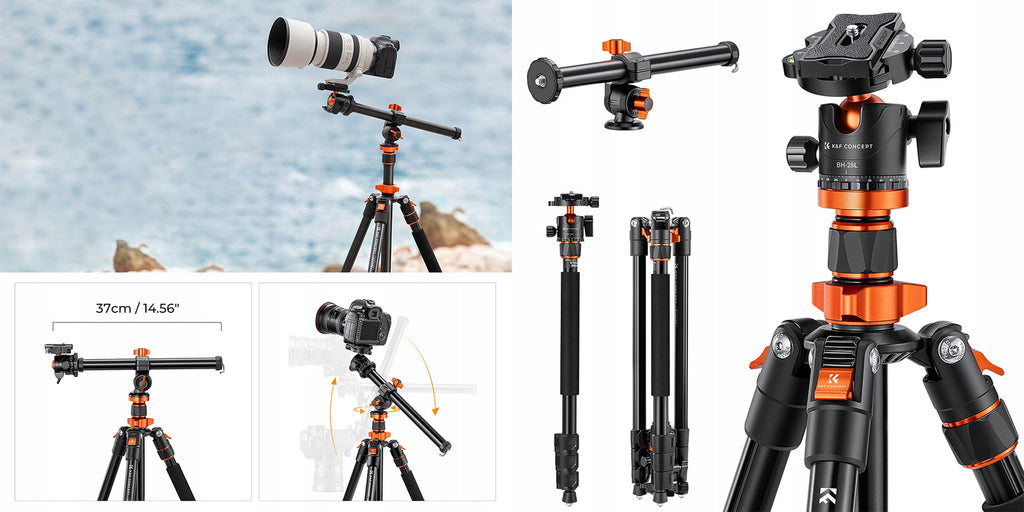 Statyw fotograficzny 230cm k&f T254A7 łamana kolumna monopod tripod 360