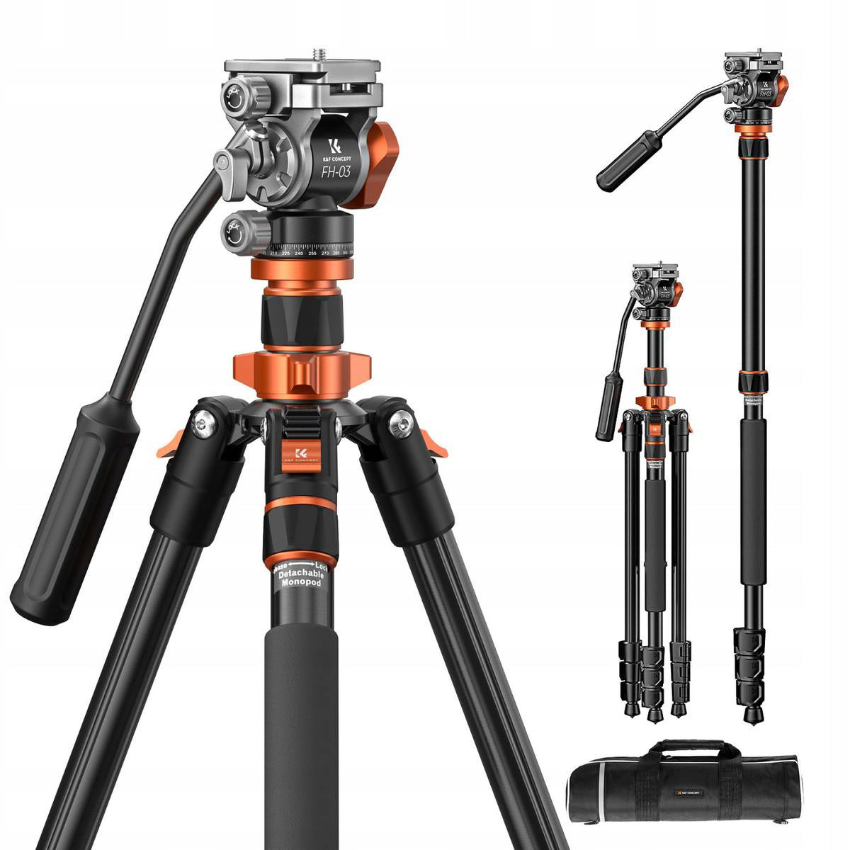Statyw fotograficzny video k&f Concept K234A7 z głowicą olejową FH-03