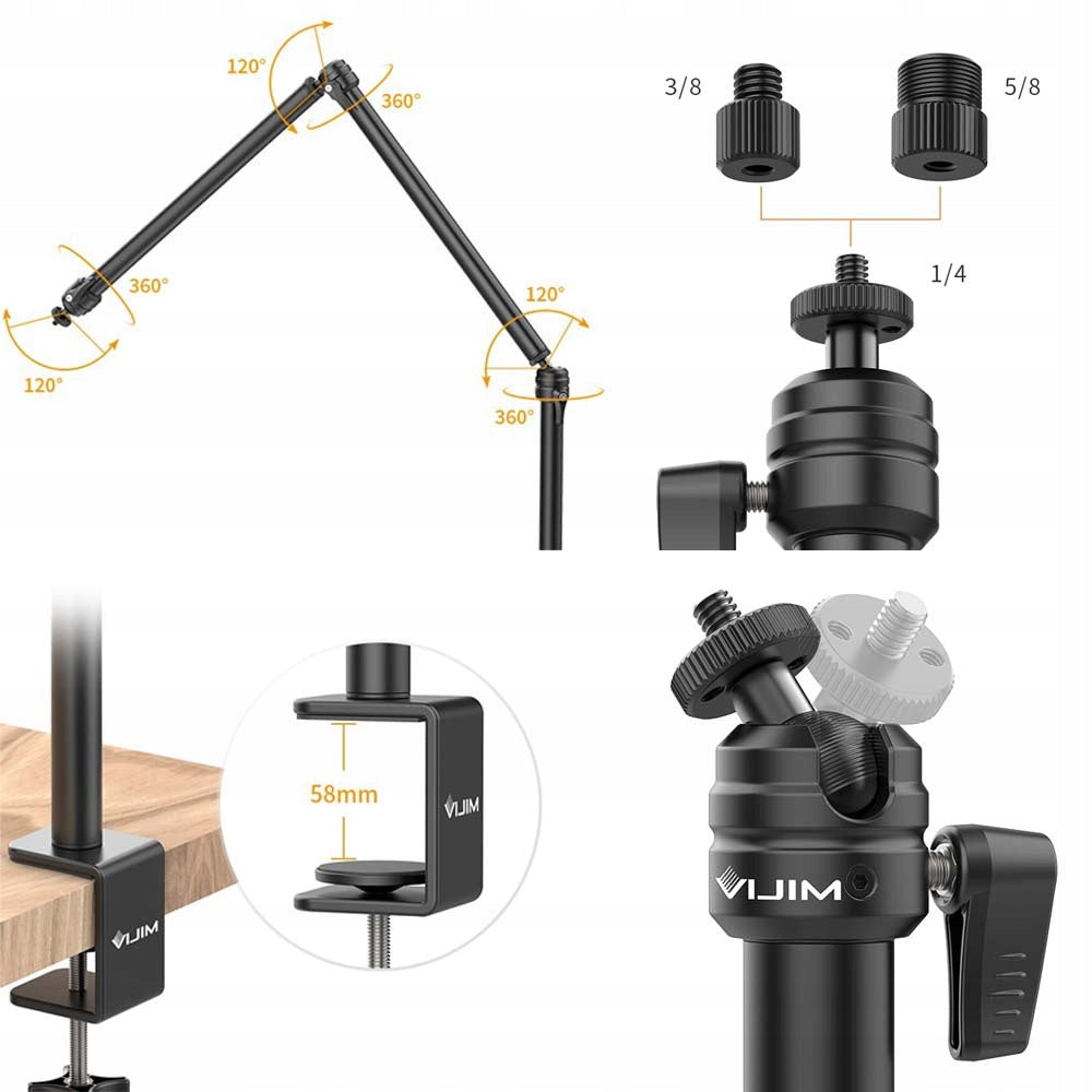 Statyw stołowy Ulanzi LS08 95 cm czarny do montażu kamery lub lampy.