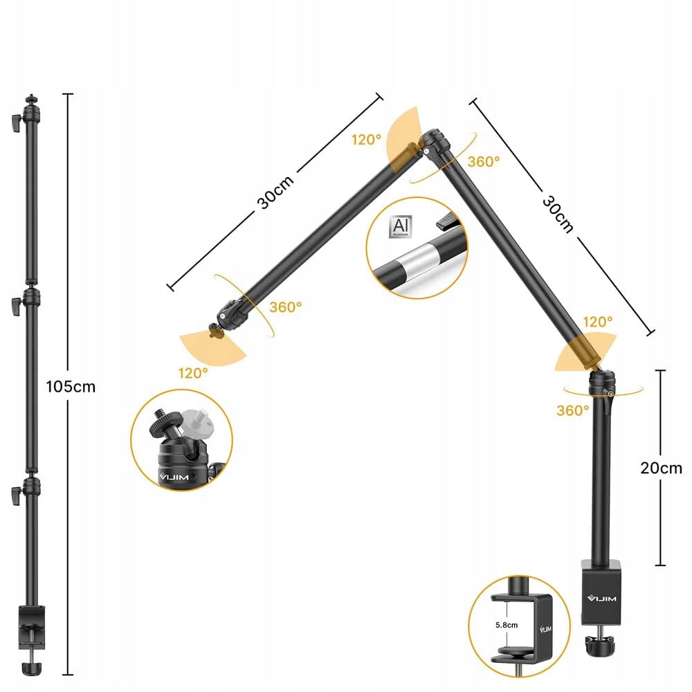 Statyw stołowy Ulanzi LS08 95 cm czarny do montażu kamery lub lampy.