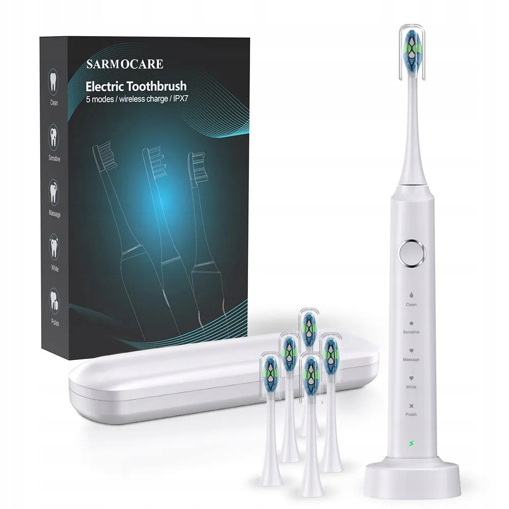 Szczoteczka Soniczna SARMOCARE X700 IPX7 38400 vpm 5 Trybów Etui + Końcówki