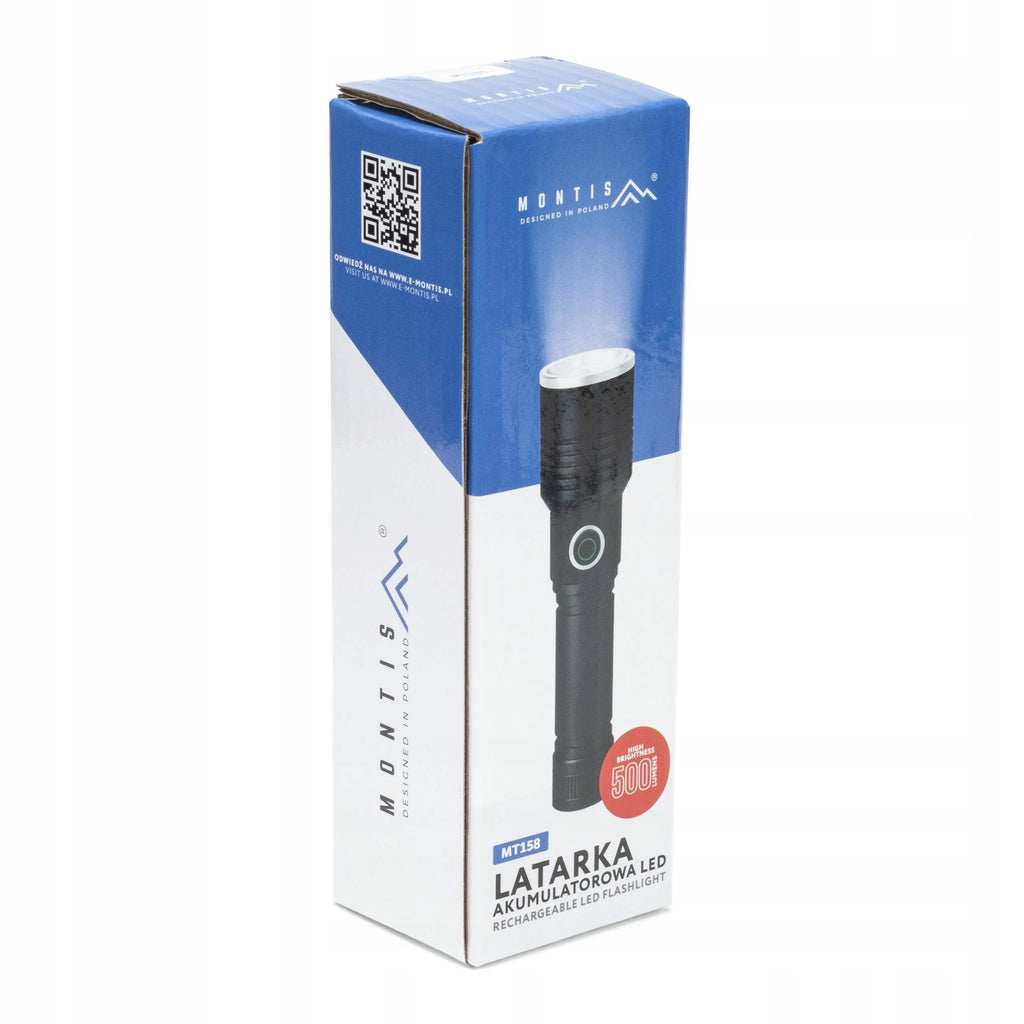 Taktyczna latarka akumulatorowa LED MT158 5 Trybów pracy USB Typu C 5V 0.5A