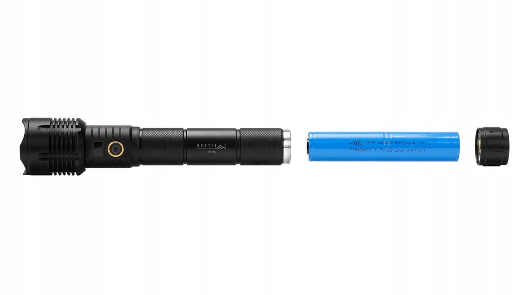 Taktyczna latarka akumulatorowa LED MT160 6000mAh 10W IPX4 USB