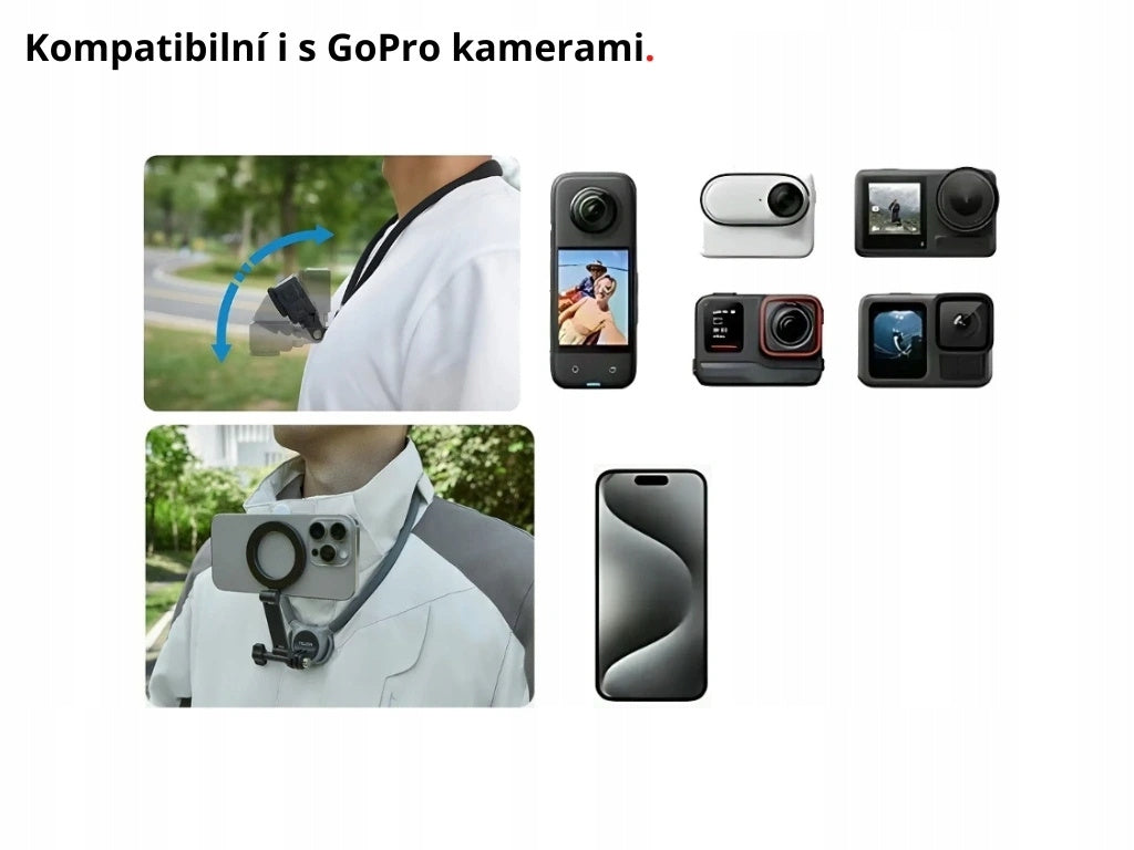 Telesin Magsafe pov Magnetyczny metalowy uchwyt na szyję 2w1 Phone Holder