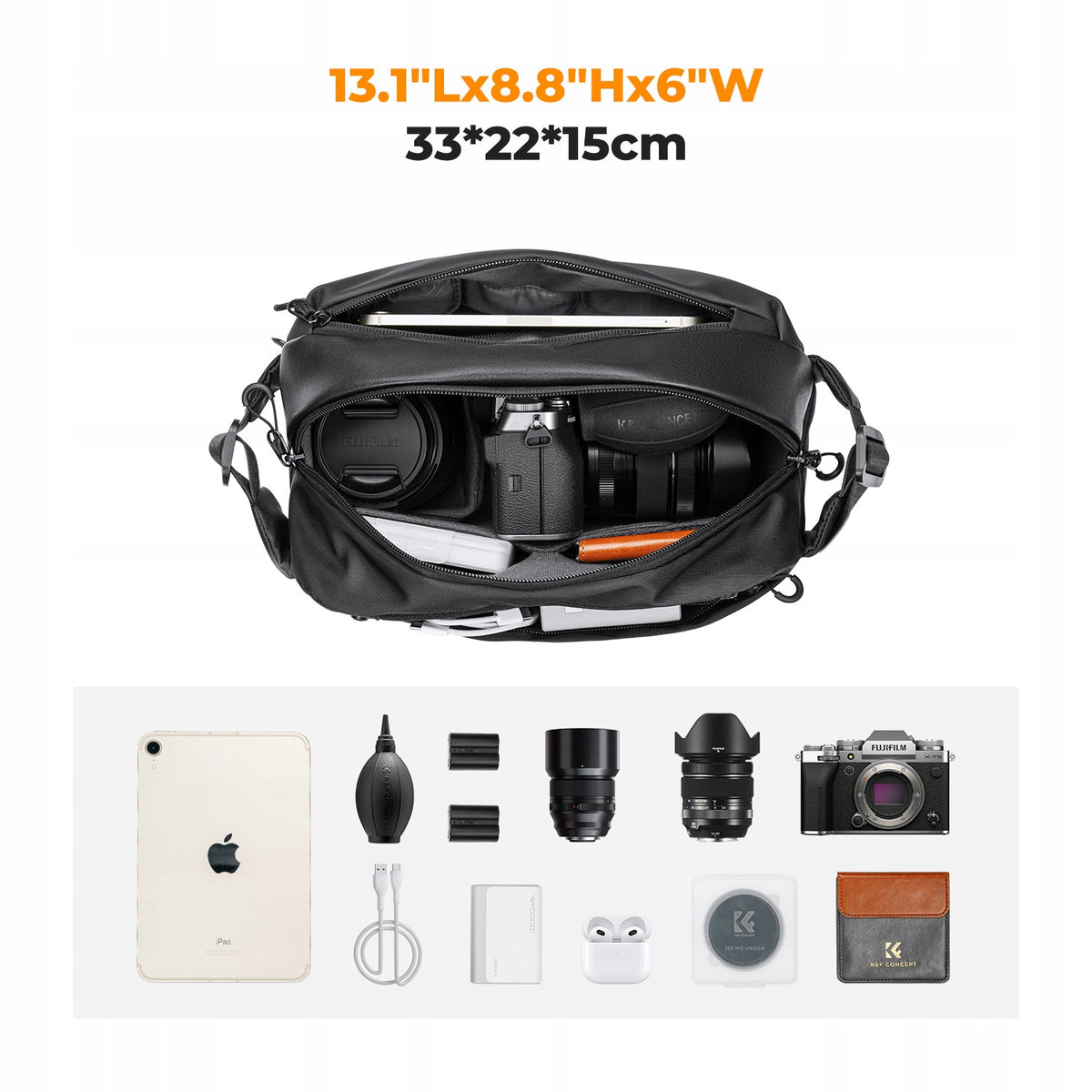 Torba na ramię 10L k&f Concept Alpha czarny Canon/Nikon/Sony/DJI Mavic