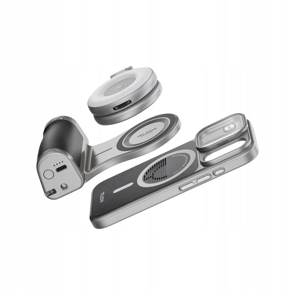 Uchwyt TELESIN Master Grip do iPhone 17 Pro Creator Combo + lampa, filtr UV