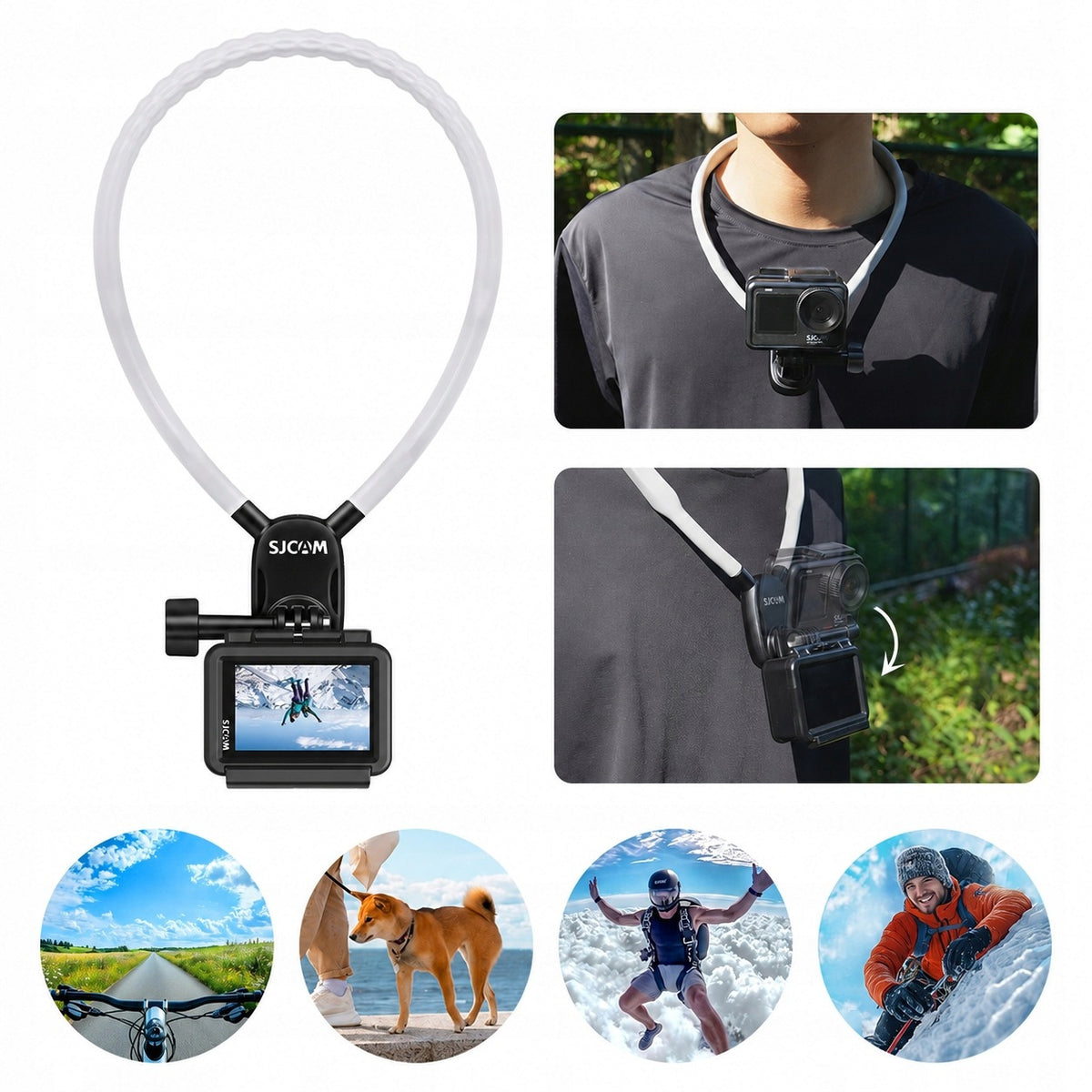 Uchwyt na szyję SJCAM do kamer sportowych GoPro Insta360 DJI szybkozłączka