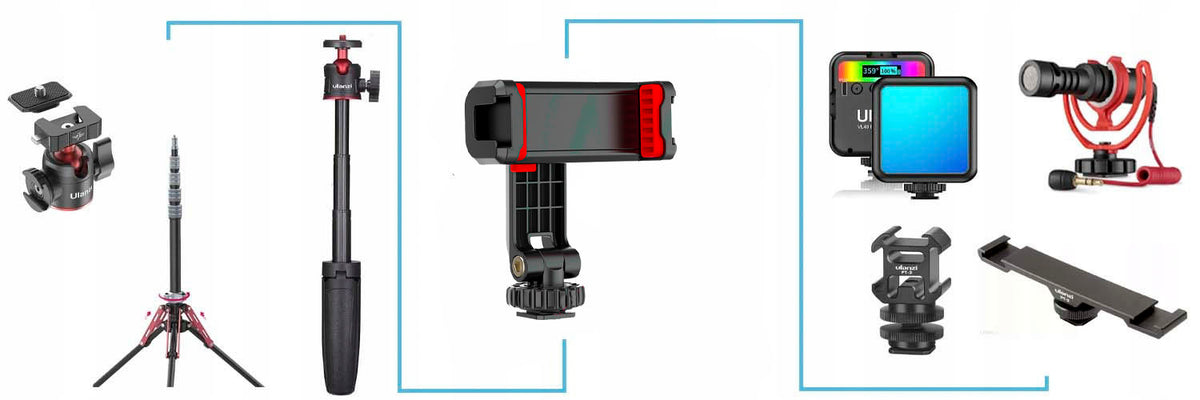 Ulanzi ST-06S Adapter uchwyt statywowy do telefonu + zimna stopka x 2