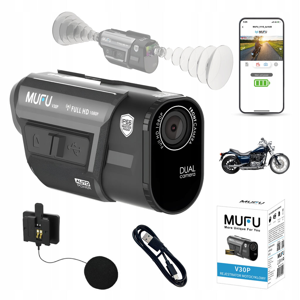 Wideorejestrator motocyklowy MUFU motocam V30P FullHD / kamera na motocykl