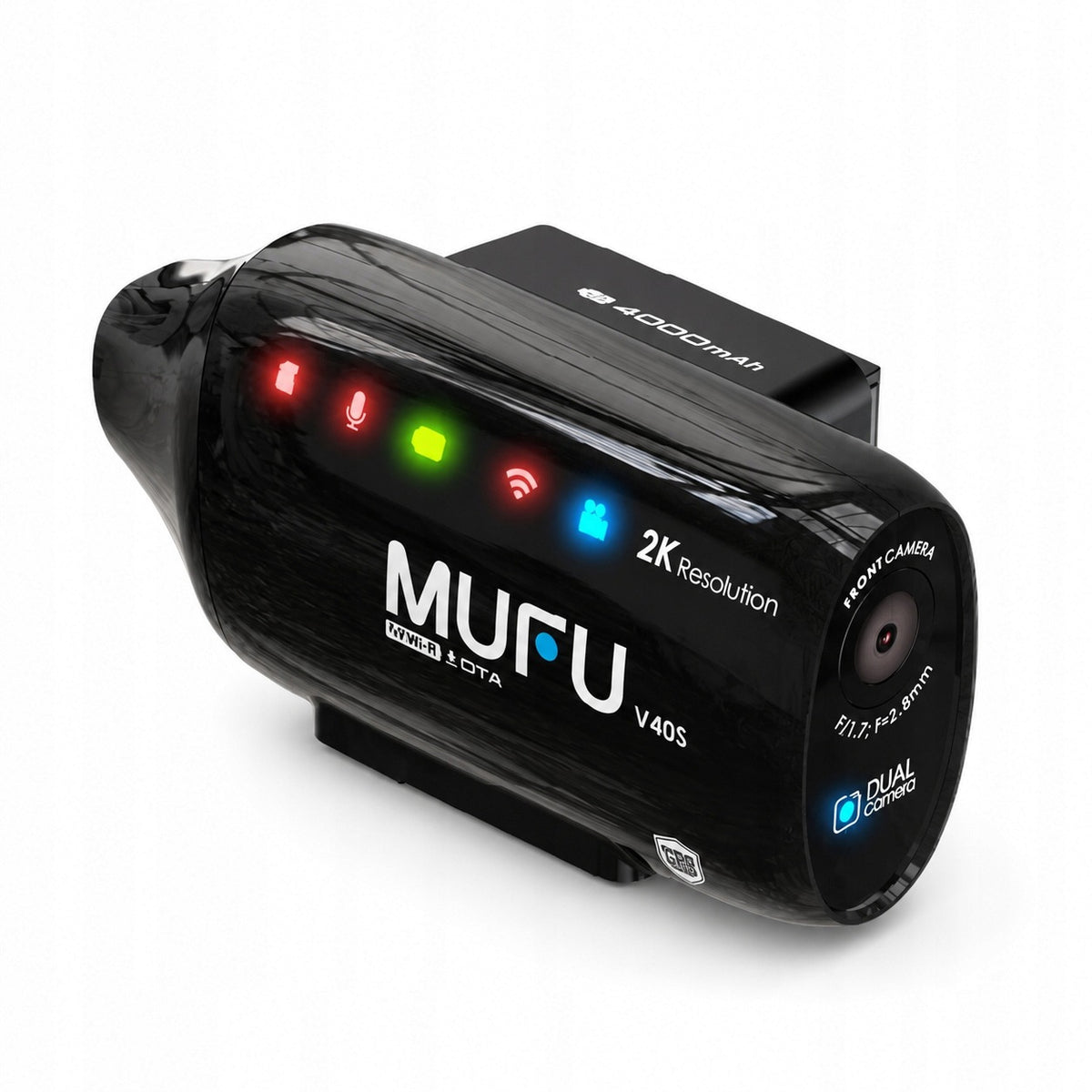 Wideorejestrator motocyklowy MUFU V40S (2k) przód + tył (8h) + akcesoria