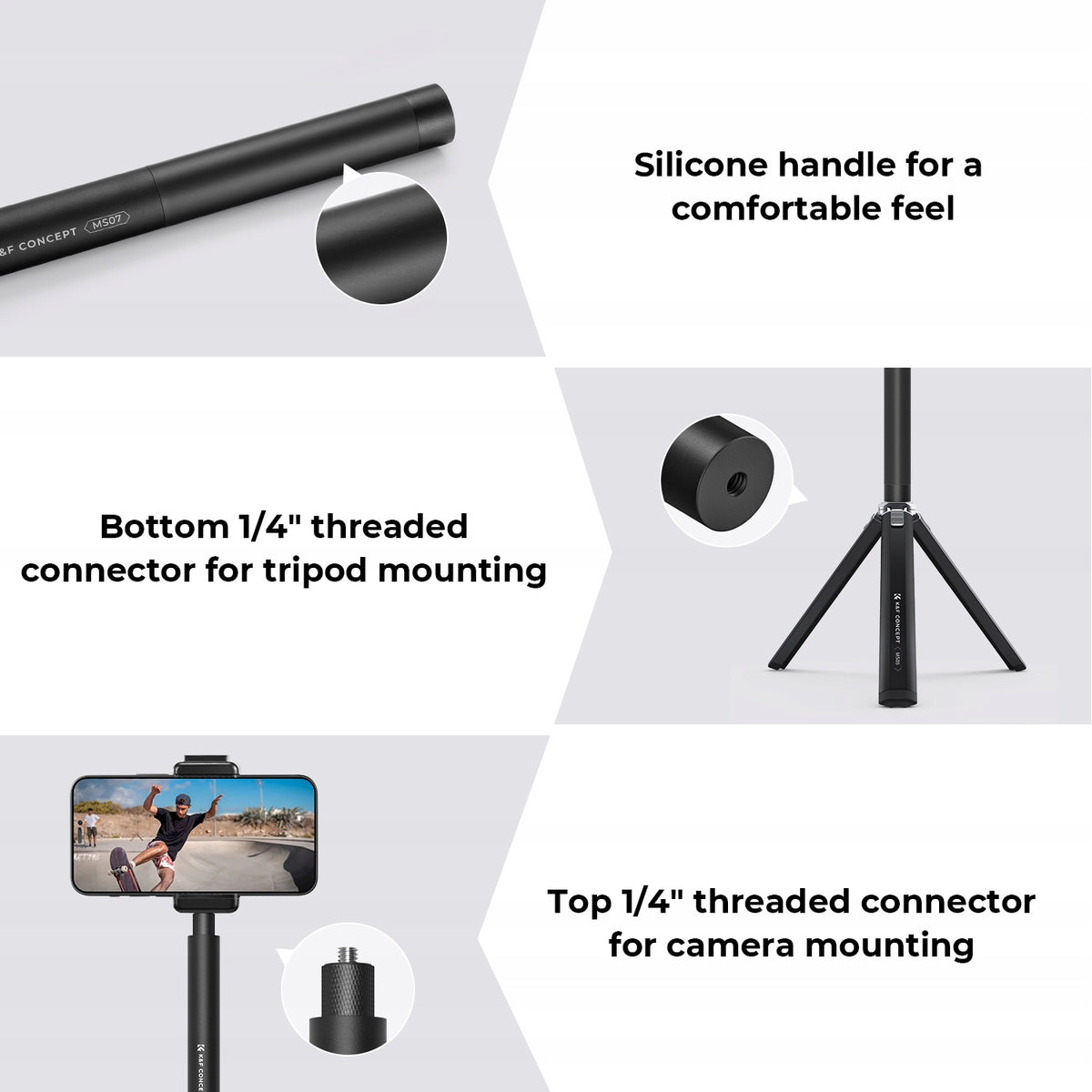 Selfie stick kompatybilny z kamerą sportową Insta360, GoPro, DJI Action