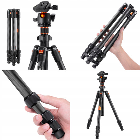 K&F CONCEPT REGULOWANY STATYW 54 DO 162CM TRIPOD GŁOWICA KULOWA 36MM 360°