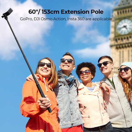 selfie stick kompatybilny z kamerą sportową Insta360, GoPro, DJI Action