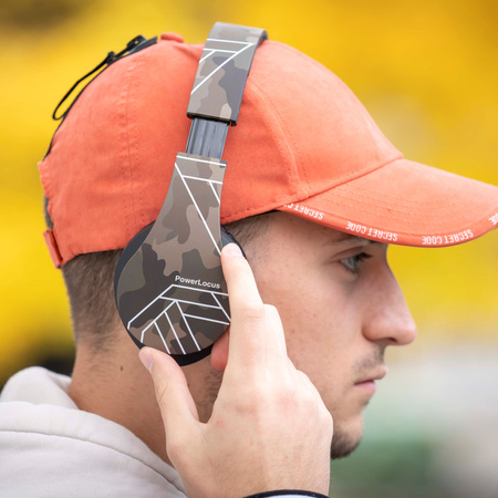 Słuchawki PowerLocus bezprzewodowe CAMOUFLAGE BLUETOOTH / microSD / FM