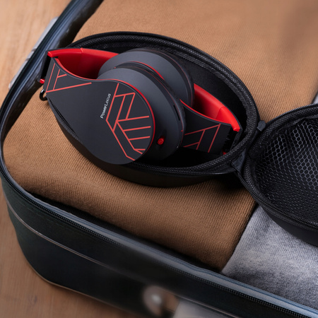 Słuchawki PowerLocus P2 bezprzewodowe czarno-czerwone BLUETOOTH / microSD / FM