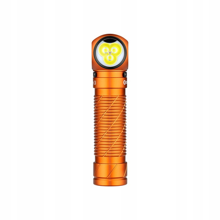 Latarka czołowa i kątowa EDC Olight Perun 3 Orange z opaską - 3000 lumenów