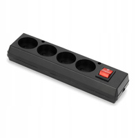 Gniazdo czterokrotne z wyłącznikiem MT086-C czarne Montis