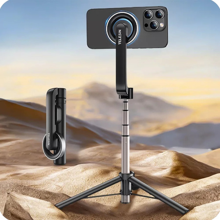 Mini selfie stick, kijek, magnetyczny wysięgnik 69cm Telesin iPhone + pilot