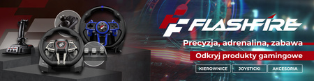 F107 FLASHFIRE - Kierownica 900° PC/PS4/PS5/XBOX z LED + 3 pedały, 6 biegów