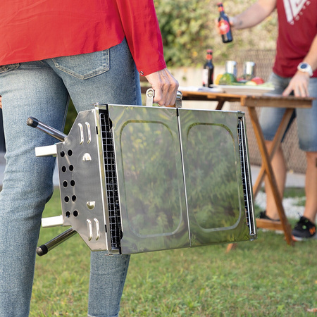 Składany grill ze stali nierdzewnej na węgiel drzewny ExelQ InnovaGoods