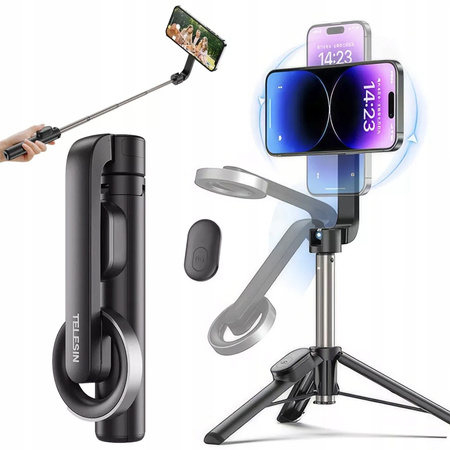 Mini selfie stick, kijek, magnetyczny wysięgnik 69cm Telesin iPhone + pilot