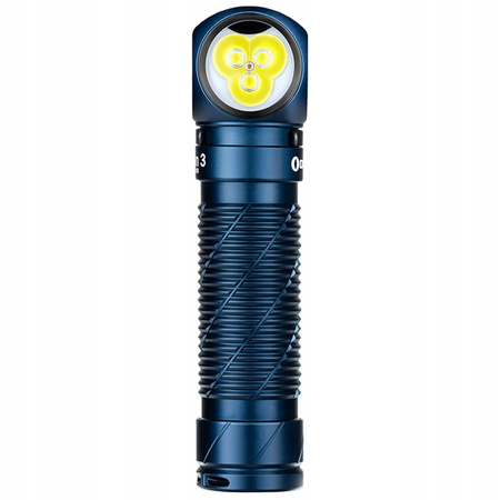 Latarka czołowa i kątowa Olight Perun 3 Midnight Blue z opaską 3000 lumenów