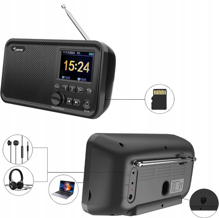Przenośne radio LEICKE z Bluetooth, DAB/FM, 2,41'', 4000mAh, microSD/TF/AUX