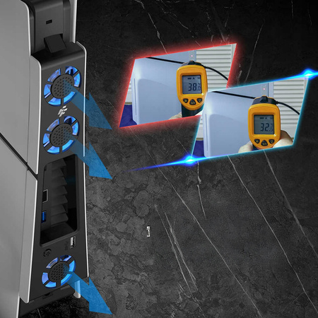 Wentylator chłodzący do PS5 Slim 3xfan USB, FlashFire P703 ULTRA chłodzenie