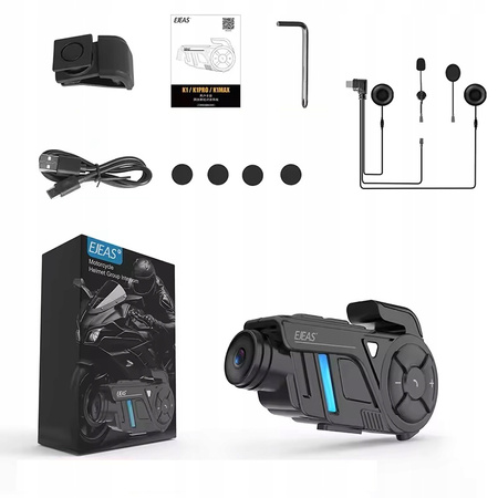 Interkom motocyklowy PREMIUM EJEAS K1 pro MESH Bluetooth Wi-Fi + kamera 2K