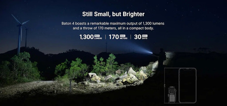 Latarka LED z ładowarką Olight Baton 4 Premium pomarańcz1300lm 170m 190dni