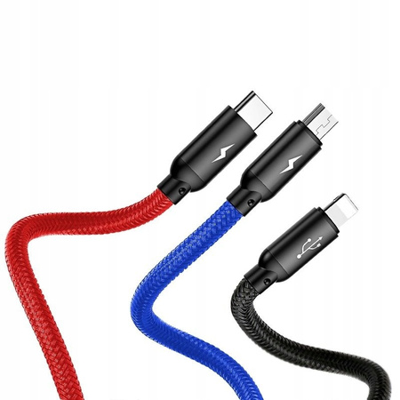 Kabel USB Baseus 3w1 USB-C / Lightning / Micro 3A