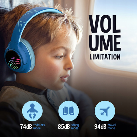 Słuchawki DLA DZIECI PowerLocus Bobo BlackBlue BEZPRZEWODOWE LED / AUX