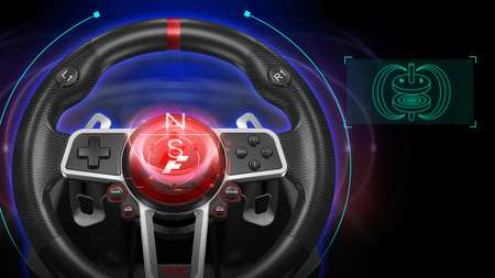 FLASHFIRE SUZUKA Kierownica gamingowa 900° + 3 pedały, 6 biegów