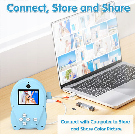 Aparat SHONA KCP04 dla dzieci drukarka termiczna 1080P Drukuś PRO +2 ROLKI