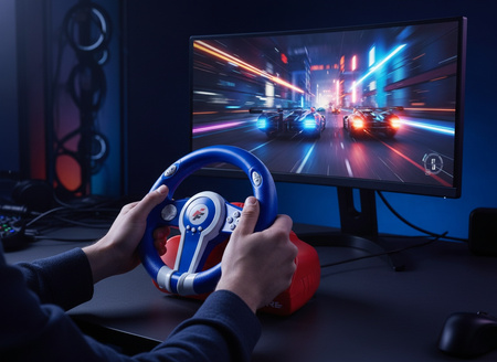 Kierownica do gier ES300A 180 stopni Nintendo Switch PC wibracje + pedały