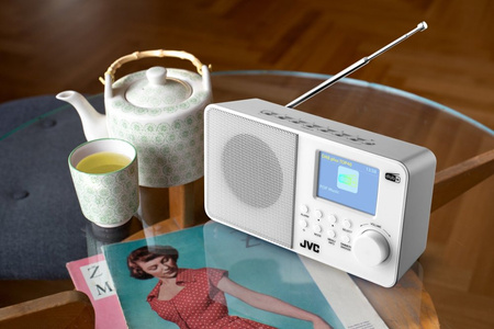 Radio sieciowo-bateryjne DAB+, FM JVC RA-E611W-DAB BestTuneTM z budzikiem