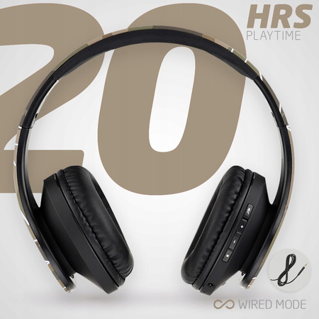 Słuchawki PowerLocus P2 bezprzewodowe CAMOUFLAGE BLUETOOTH / microSD / FM