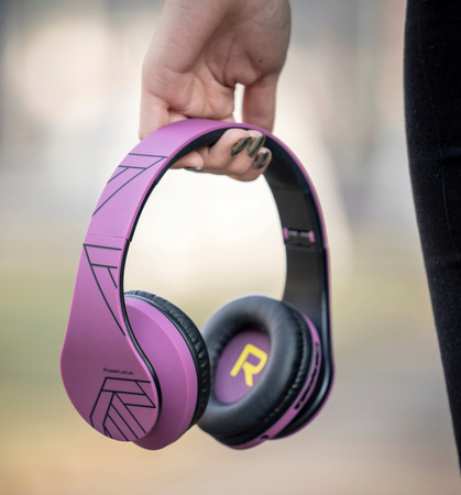 Słuchawki PowerLocus P2 BEZPRZEWODOWE blackpurple BLUETOOTH / microSD / FM
