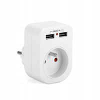 ROZGAŁEŹNIK SIECIOWY ELEKTRYCZNY ZŁODZIEJKA ŁADOWARKA x 2 USB 2.1A