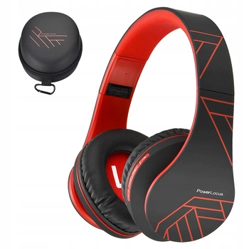 Słuchawki PowerLocus bezprzewodowe czarno-czerwone BLUETOOTH / microSD / FM
