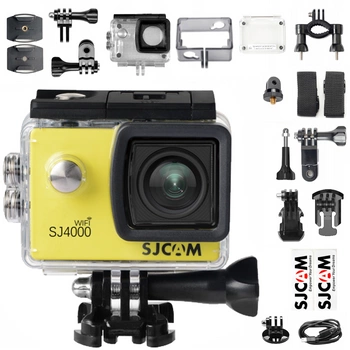 KAMERA SPORTOWA SJCAM SJ4000 WIFI ŻÓŁTA 4k UHD WODOODPORNA AKCESORIA